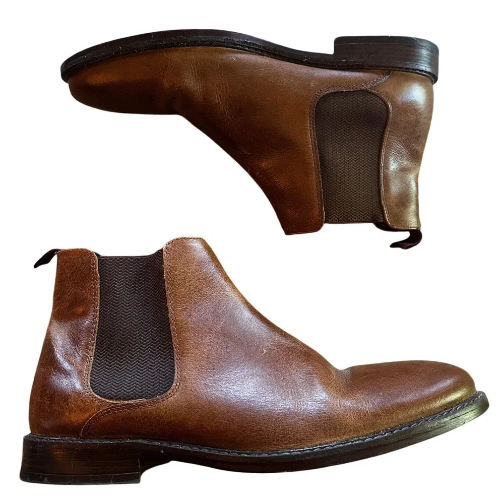 Crown Vintage Glory 2 Chelsea Boots Cognac Brown‎ Leather Ankle Boot Size 12